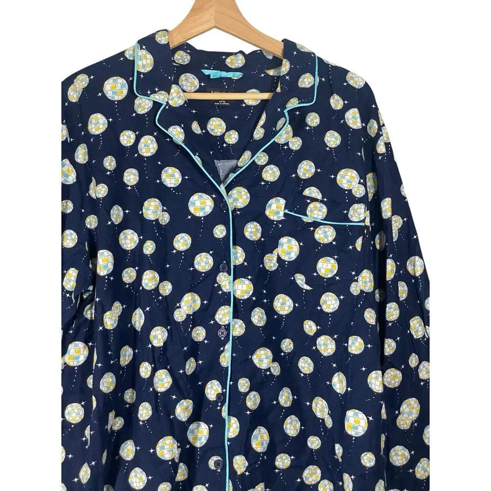 Kate Spade‎ New York Womens Flannel Long Notch PJ Set KS92573 Size XL